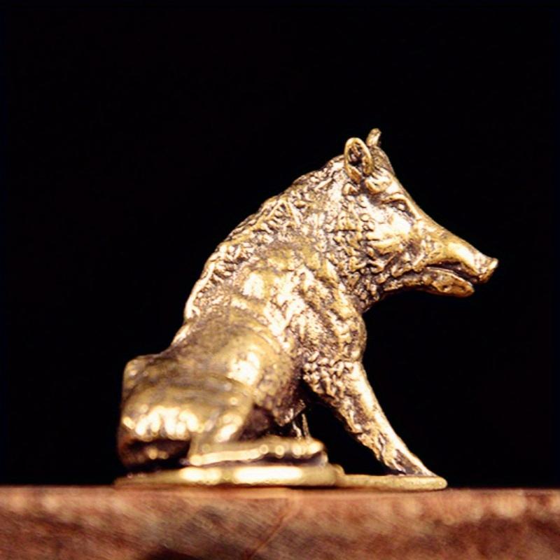Brass Wild Boar Figurine Pig Model Craft Living Room Office Home Creative Decoration Desktop Ornament