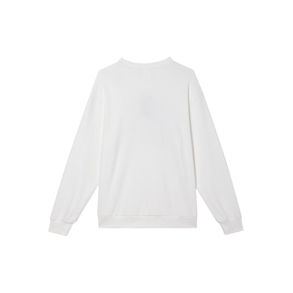 Anta Comfortable Casual Loose Round Neck Pullover Printed Sweatshirt Men sweatshirt Paper-White 952438701-1