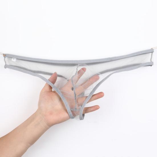 Men Briefs Stretchy See-through Low Waist No Bound Feeling Mesh Men Underpants Inner
