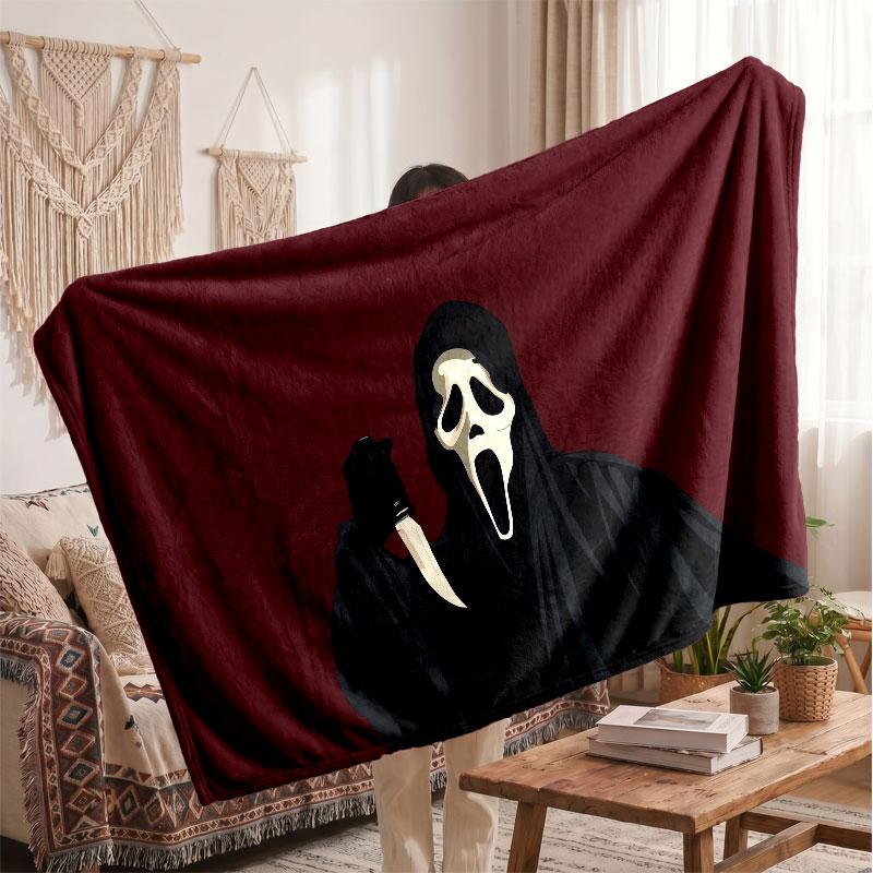 Warm Flannel BlanketScream Ghostface Soft Cozy Throw Blanket for Bedroom Couch