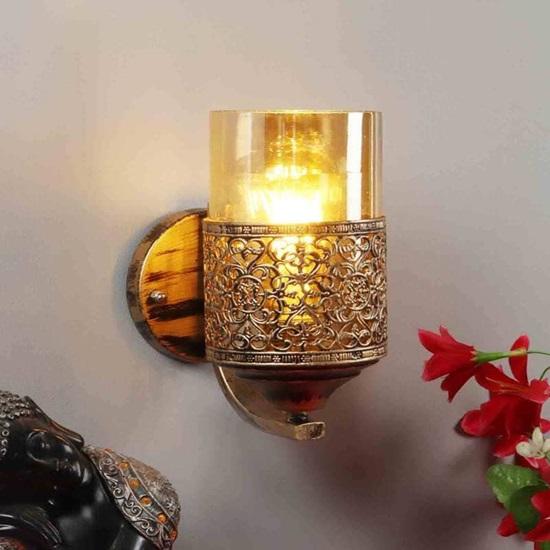 20W Wall Light with Shiny Glass for Bedroom Living Room Interior No Bulb
