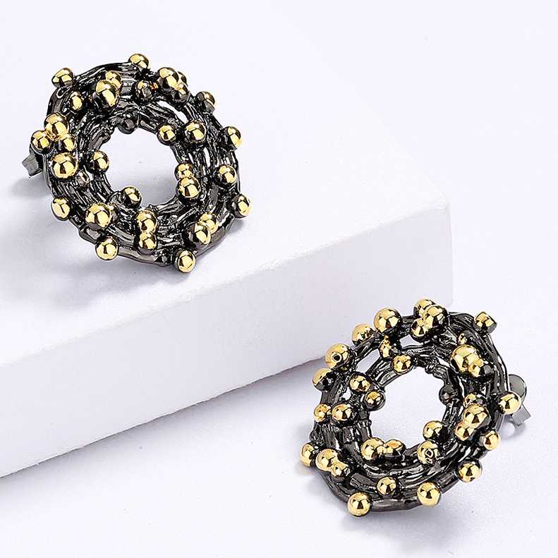 Sace Gems Ethnic Vintage Earrings Luxury Two Tone Stud Earring for Women Trendy Jewelry