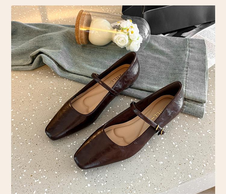 

520-1 Туфли Мэри Джейн с квадратным носком и пружинной подошвой, женские туфли для通勤, на толстом каблуке, одинарные туфли, для широких полных ног, на низком каблуке, большого размера, женские туфли 41-43 45 коричневый