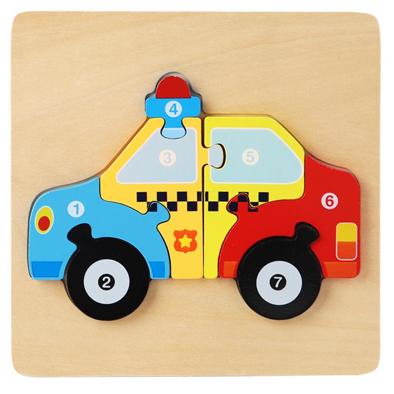 Wooden Traffic Animal Puzzle Blocks - Educational Early Learning Toy for Children and Babies
