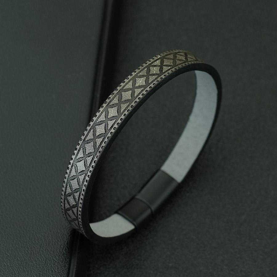 

New Punk Leather Bracelet For Men 3 Colors Available Detachable Magnetic Buckle Bangle Homme Street Party Versatile Accessories серый