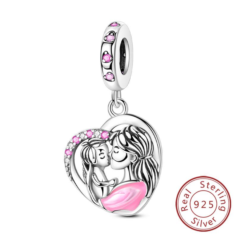 Silve Charms Beads Forever Love Heart Sister Family Life Charms Dangle For Bracelet Woman Jewelry Gifts