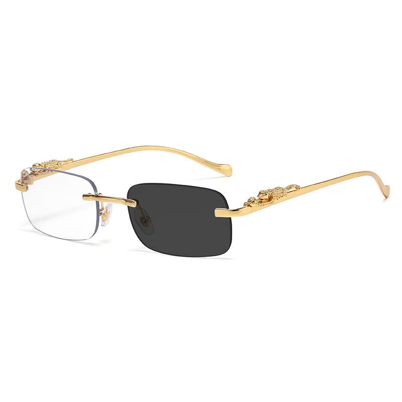 

Rimless Square Vintage Photochromic Sunglasses Women For Men Luxury Brand Designer Punk Metal Leopard Anti Blue Light Eyeglasses