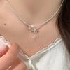 Broken Silver Bow Pearl Necklace Light Luxury Niche High-end Clavicle Chain New Neck Chain Accessories Women's Models