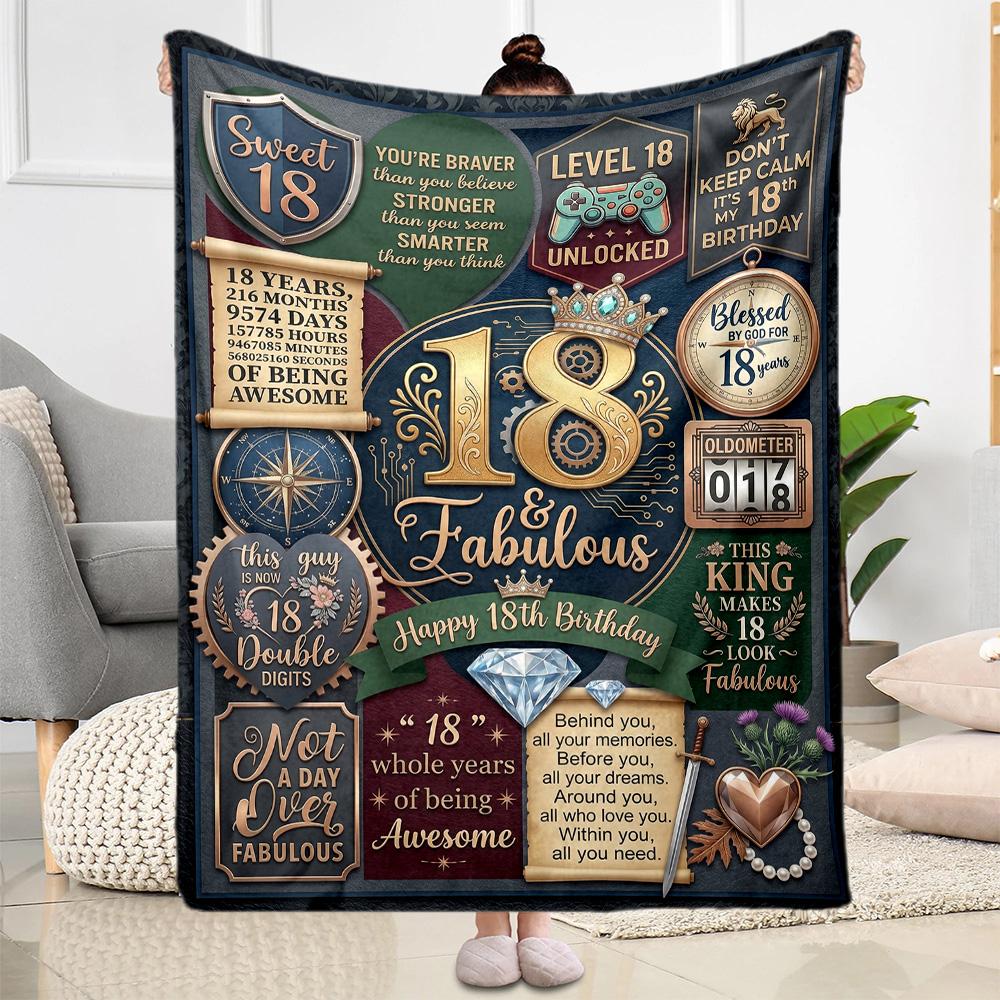 Süße 18. Geburtstags-Flaneldecke - Weich und geeignet für Sofas, Betten, Büros, Reisen, alle Jahreszeiten, tolles Geschenk für Feiertage und Geburtstage.