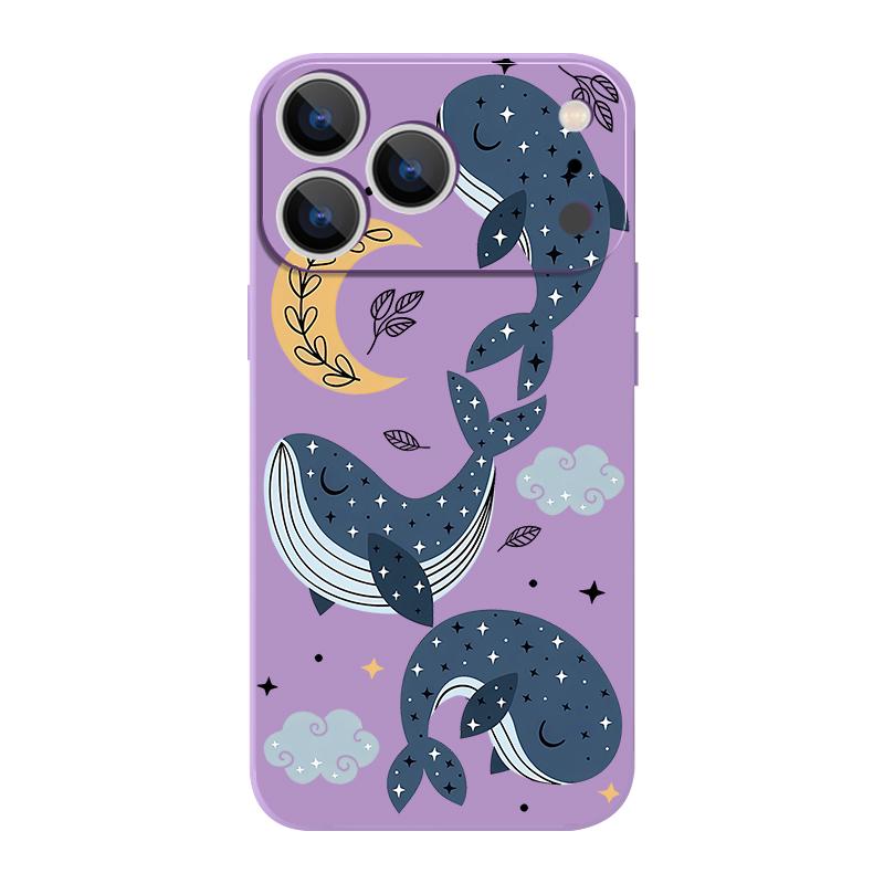 Cartoon Whales Stars Pattern Case For iPhone 17 Pro Max Magnetic For Magsafe Silicone Cover For iPhone 16 Pro Max Funda iPhone 15 14 13 12 11 16E Air