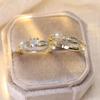 Fashion Sparkling Inlaid Zirconia Geometric Double Layer Ring Ladies  Trend Wedding Party Jewelry Gift