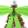 Extra Large Green Christmas Tree Topper Bow with LED Light 47.2" x 23.6" Plush Faux Fur Bow with Pinecones Berries for Front Door Holiday Party Decor