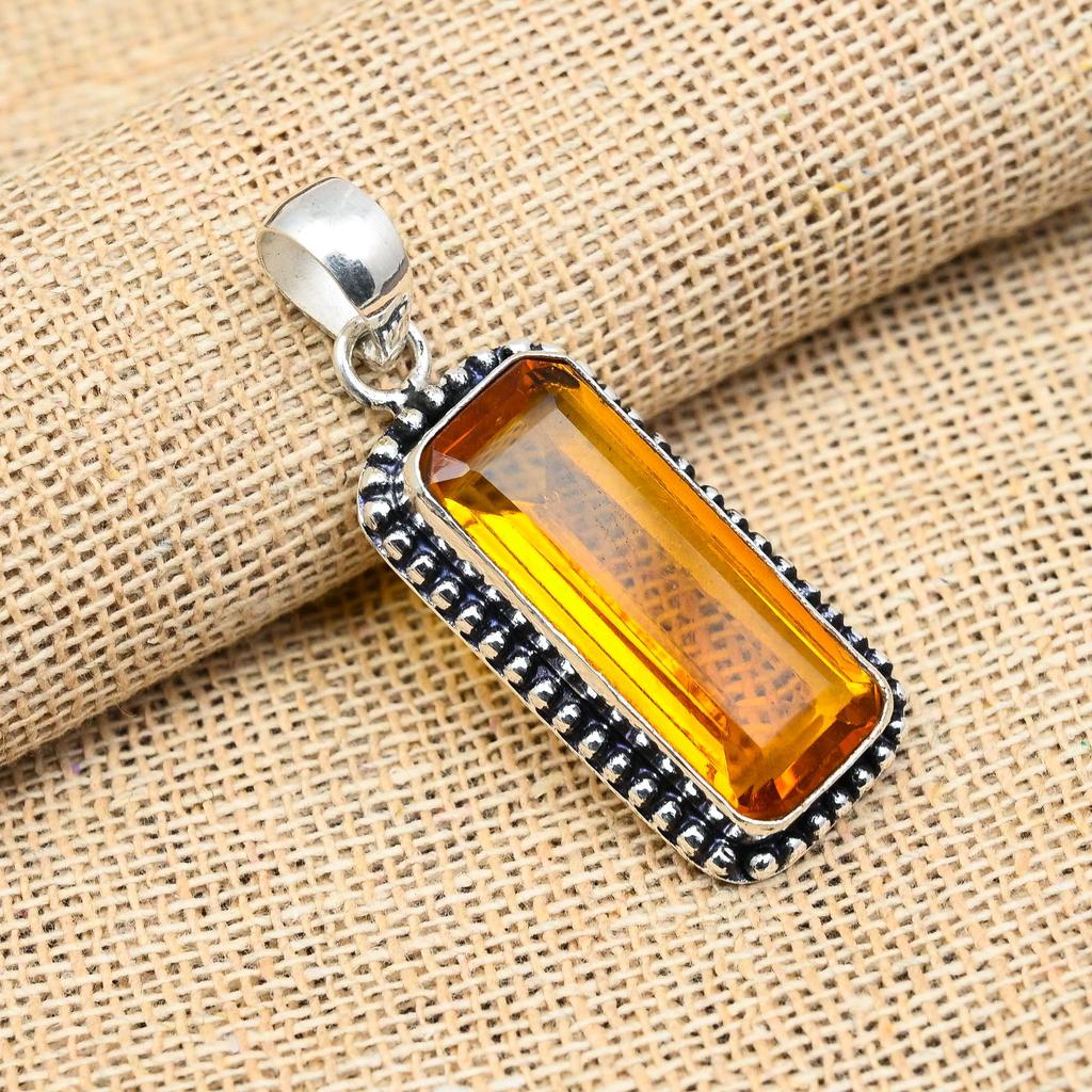 Honigtopas-Edelstein, handgefertigter Schmuckanhänger aus 925er Sterlingsilber für Frauen