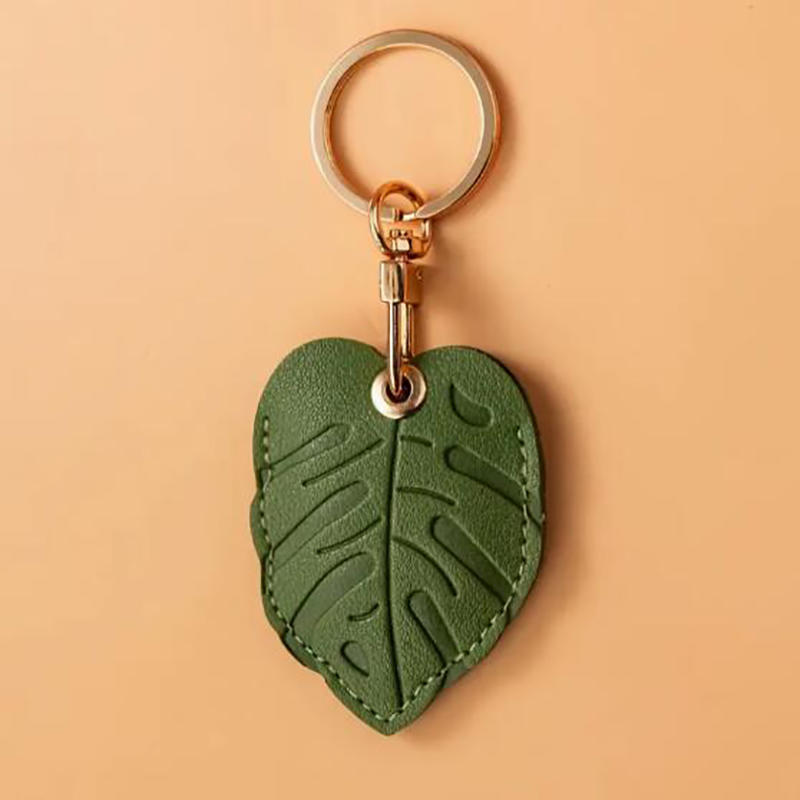 Useful PU Leather For Airtag Protective Sleeve Access Control Card Cover With Keychain Cartoon Leaf Badge Card Holders