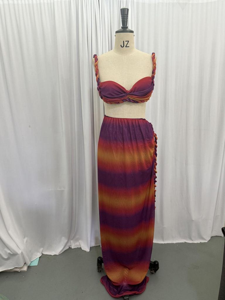 Damen Sexy Rückenfreier Neckholder Badeanzug & Bodycon Midi Rock Set