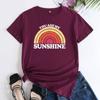 Summer YOU ARE MY SUNSHINE Rainbow Printed Cotton Loose Round Neck Women's Short Sleeved T-Shirts Women’s