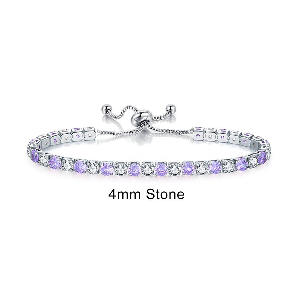 Adjustable Colorful Birthstone Tennis Bracelet for Women Multicolor CZ Crystal Wedding Birthday Gift Hand Jewelry