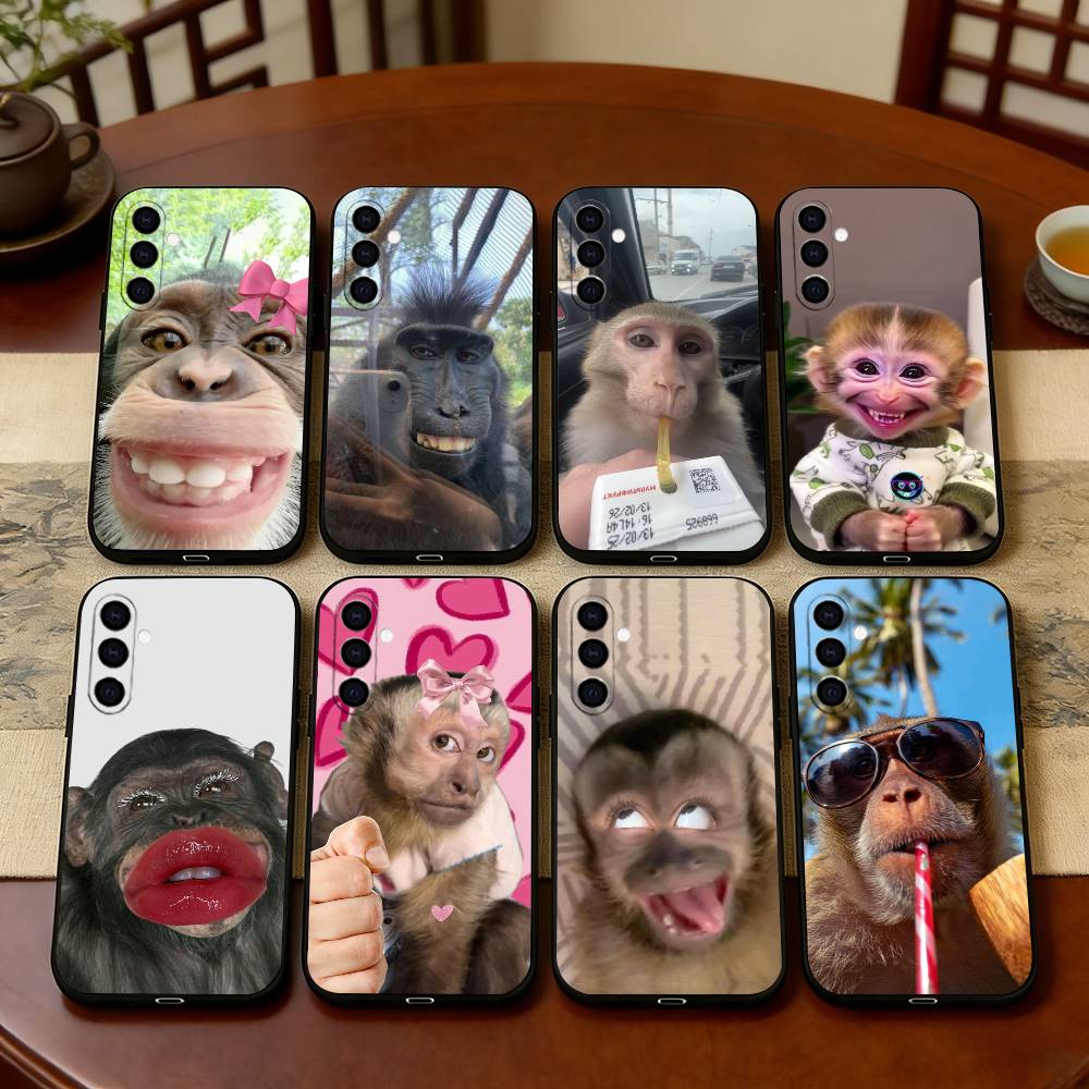 C-Cute F-Funny Affe Handyhülle Für Samsung Galaxy A73,A72,A71,A70,A53,A52,A51,Andere Weiche Schwarze Hülle