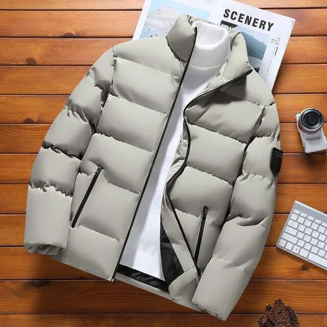 Parka Jacke Männer Herbst Winter Baumwolle Gepolstert Warm Verdickt Mann Mode Stehen Kragen Kleidung Puffer Mäntel Jugend