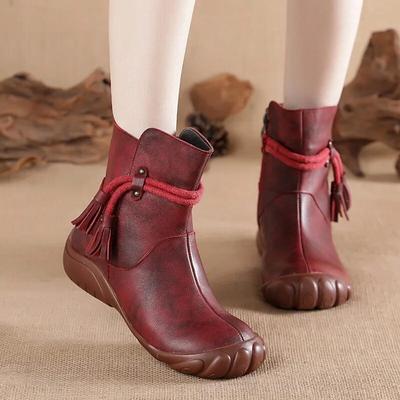 Women's Short Boots Casual Genuine Leather Solid Color Soft Sole Comfortable Warm Women's Shoes
