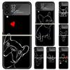French Bulldog Black White Hard PC Phone Case For Samsung Galaxy Z Flip 7 6 5 4 3 Black ZFlip7 ZFlip6 Flip5 Flip4 Flip3 5G Print