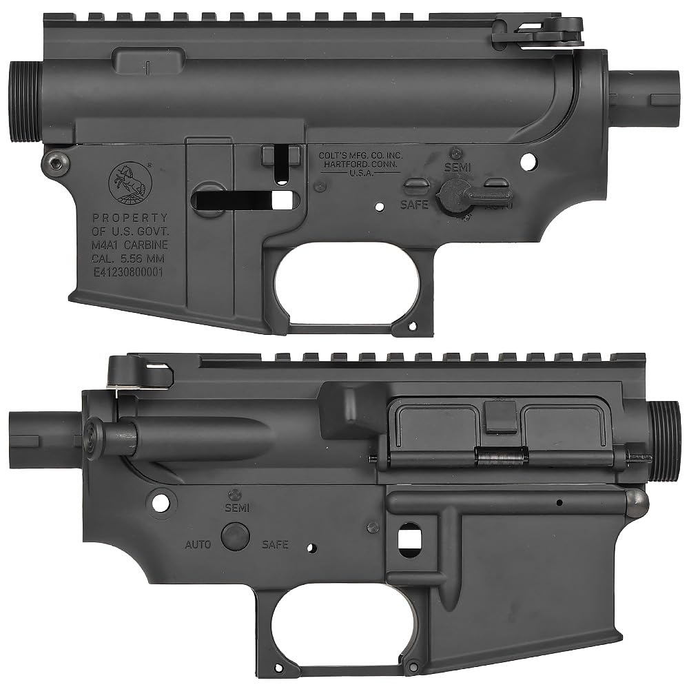 Ryohin Buhin E&C Aluminum Frame & Exterior Parts Set for M4 Series Electric Guns, Colt M4A1 Metal Receiver Conversion Kit with Realistic Engraving