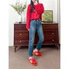 Women's High Waist Ankle Straight Leg Jeans Regular Fit Minimalist Embroidered Medium Stretch Cropped Denim Pants Spring Office Trousers