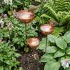 Long Stem Metal Bird Bath Vintage Weathered Insect Watering Station Rain Collectors  Garden Stakes
