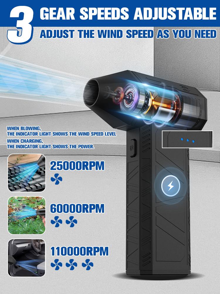 X3 Mini Turbo Violent Fan 110000RPM Car Electric Air Duster With 4 Nozzles Rechargeable Super Jet Dry Blower for Truck Keyboard