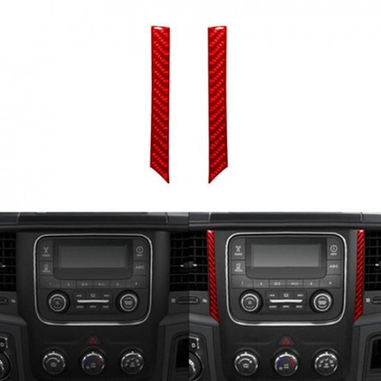 Red Carbon Fiber Center Console Display Side Frame Trim For Dodge Ram 1500 13-15