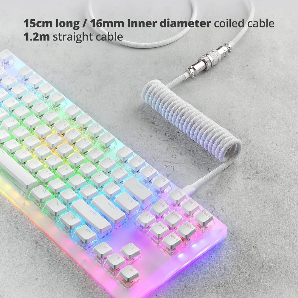USB C Coiled Gaming Keyboard Cable Metal Aviator Wire