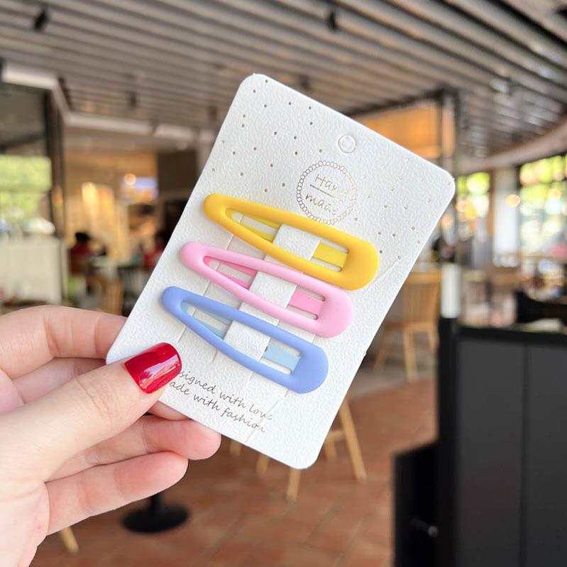 3pcs Frosted Simplicity Hairpins for Girls Star Oval Triangle Square Hair Clips for Kids Snap Hair Clips Hairpins Click Clack