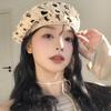 Cotton Lace Hollow Flower Hat Breathable Spring Crochet Knitted Cap Hollowed Out Beret Hat  Women
