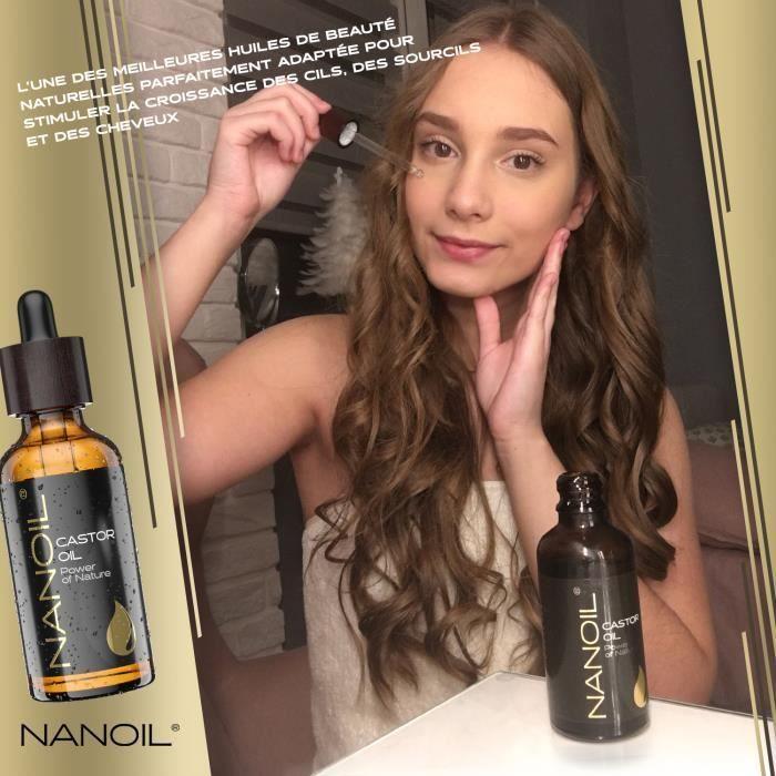 Huile de Ricin - Nanoil - 50ml - Pressée à froid - Non-raffinée - Soin naturel pour cheveux et peau