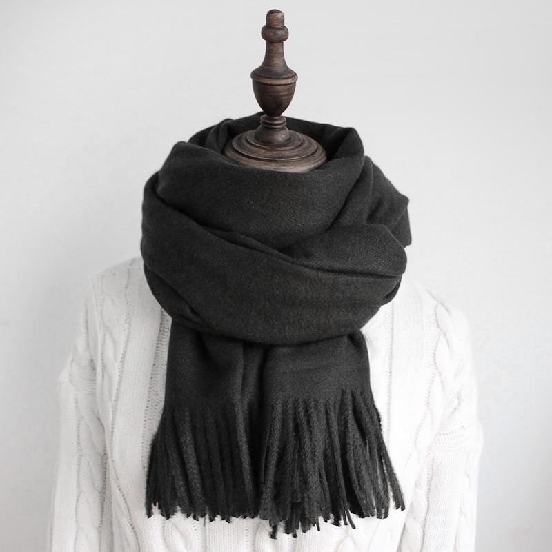 Women's Faux Cashmere Warm Scarf - Autumn/Winter Solid Color Korean Style Shawl