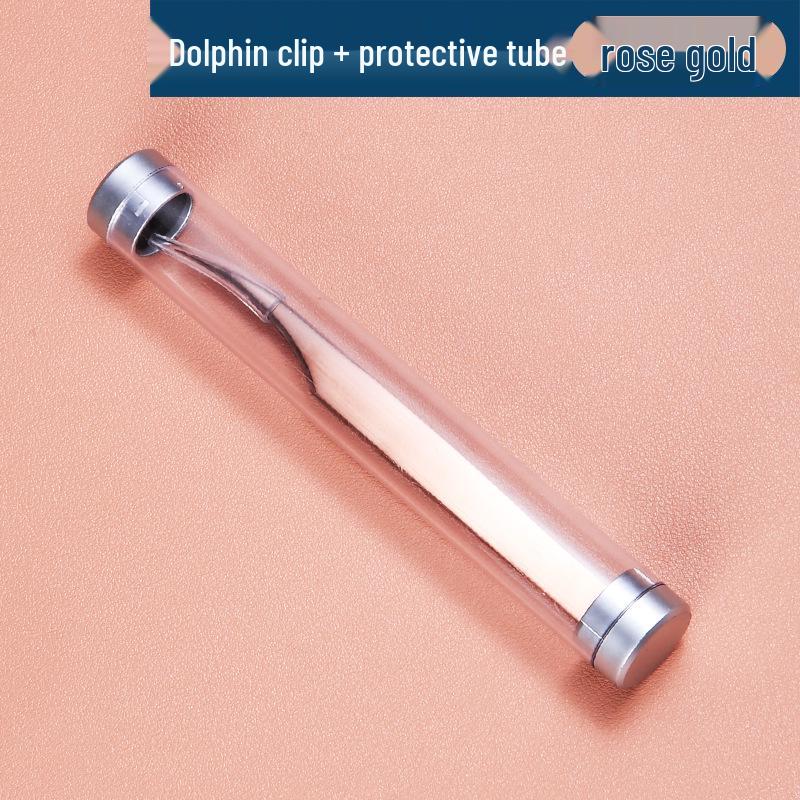 Plated Iridescent Precision Stainless Steel Rose Gold Feather Tweezers for Grafting False Eyelashes