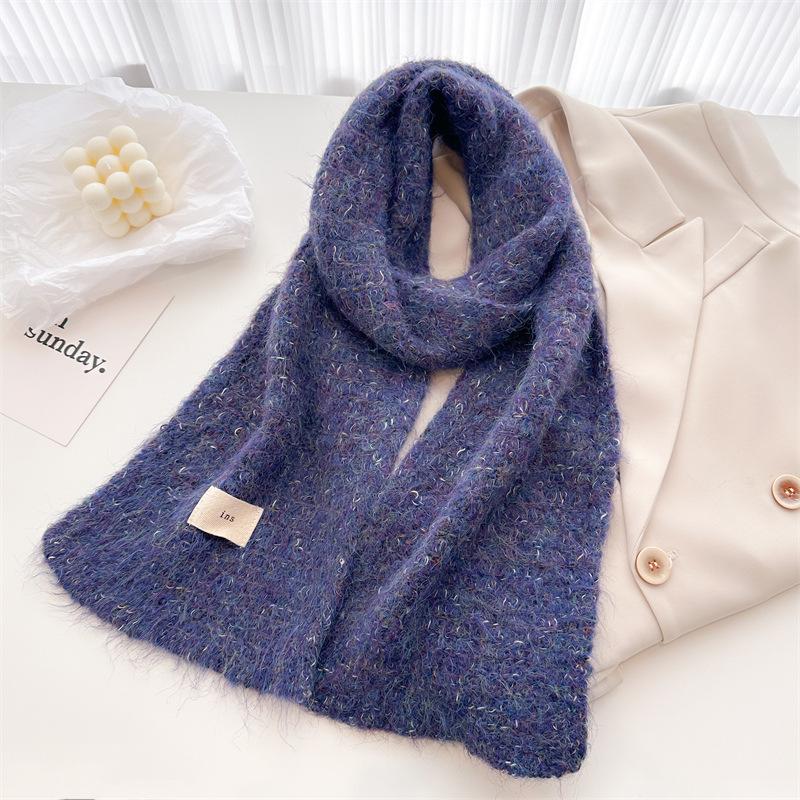 Diandian yarn contains knitted scarf medium and long shawl scarf versatile warm and cold-proof autumn and winter women's new models