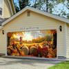 1 piece vintage autumn harvest scarecrow and haystack garage door flag -2D flat printing large fabric cover