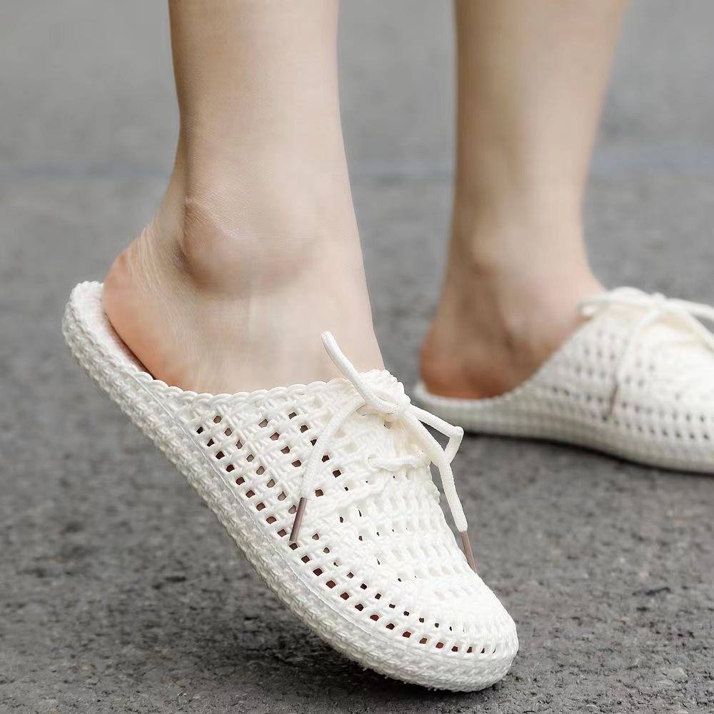 Sommer Damen Kühlhausschuhe, mit ultraleichten Zehenschutzkappen und rutschfester Außensohle, bequeme Strandschuhe, perforierte Schuhe, süße Hausschuhe