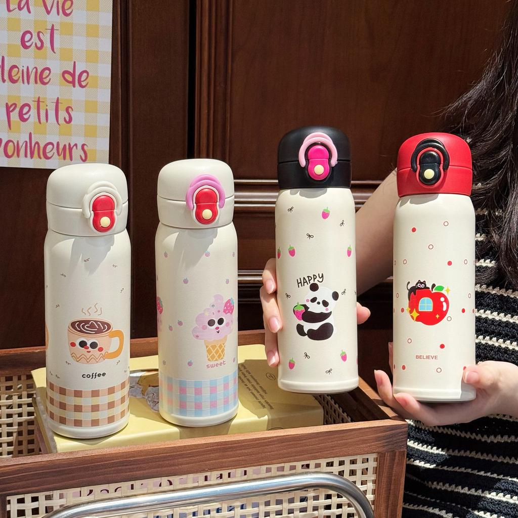 Dröm dubbel drickkopp dubbel drickning med vinden termoskopp kvinnlig söt student rostfritt stål vattenkopp med sugrör direkt drickning