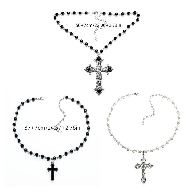 Cross Pendant Necklaces Cross Pendant Chokers Imitation Pearls Religious Jewelry Party Jewelry Gift for Girls Woman Man