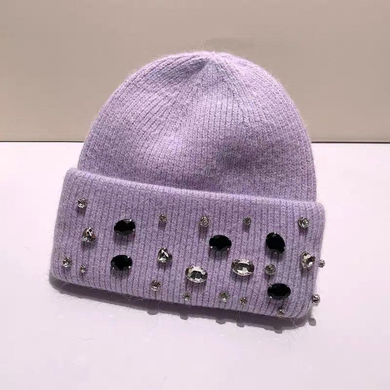 Girls Handcrafted Water Drill Wool Hat With Knit Design For Autumn Winter Kids Fashion