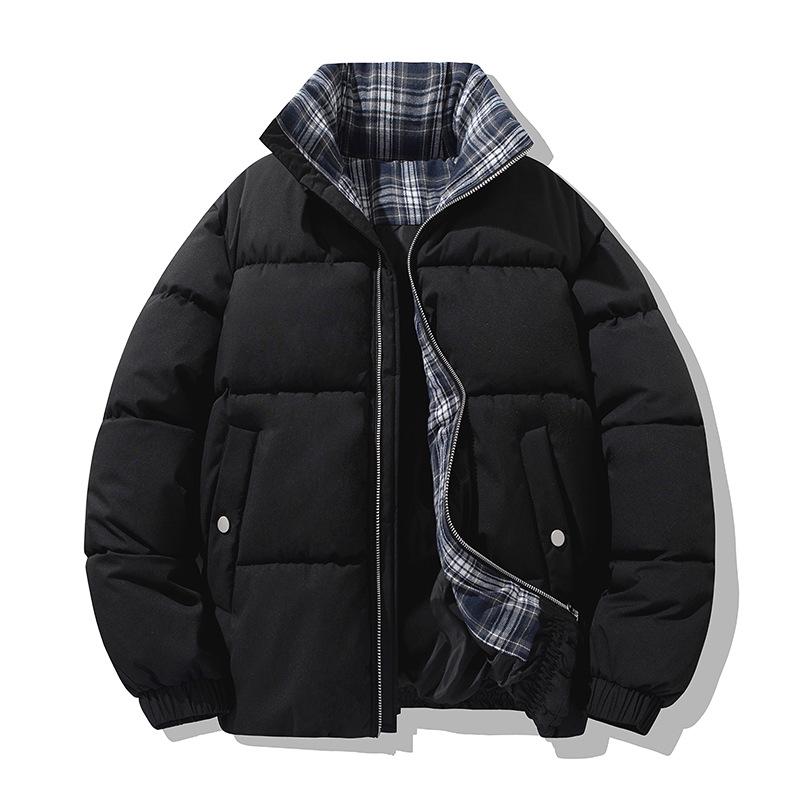 

Di Yu Shen Long Unisex Plaid Cotton Padded Jacket - Lapel Collar & Loose Fit M