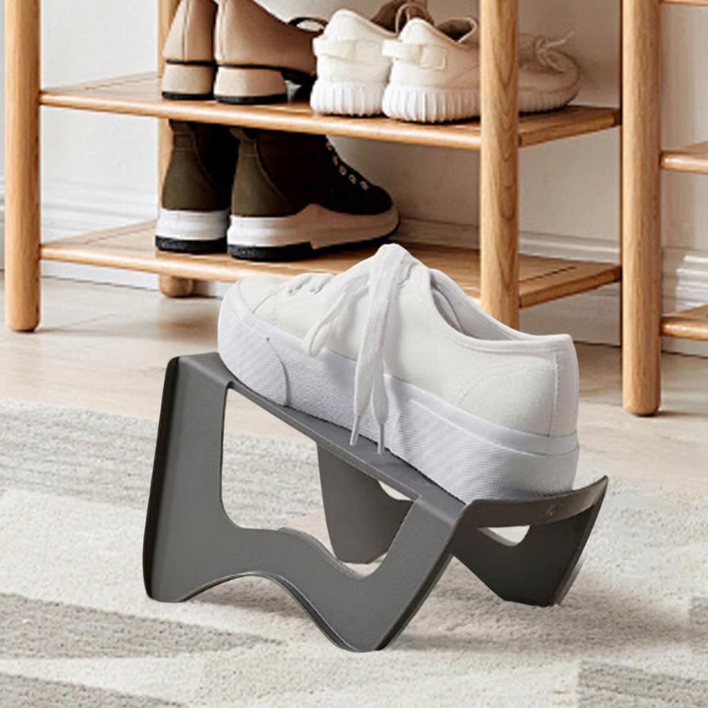 Shoe Slots Shoe Stack Stackable Double-Layer Non-Slip Holder Storage For Entryway Door Garage Dorm Wall Bed