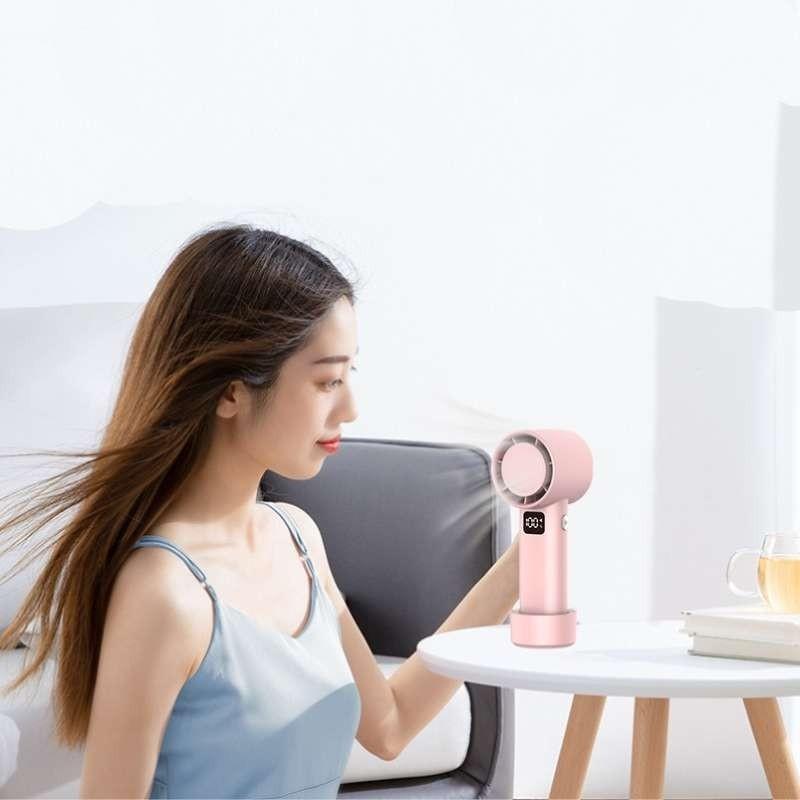 Small Usb Handheld Fan Adjustable Wind Speed High Power Long-lasting Battery Rechargeable Fan