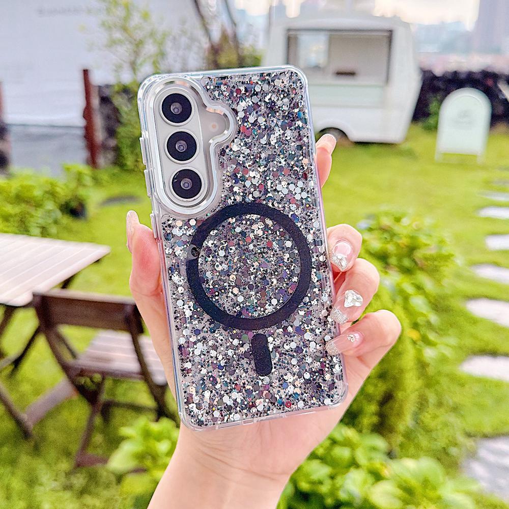 KEYSION Luxuxy Glitter Magnetic Phone Case for MagSafe for Samsung Galaxy S23 S24 S25 S26 Ultra 5G S26+ S25 Plus TPU+PC Shockproof Cover