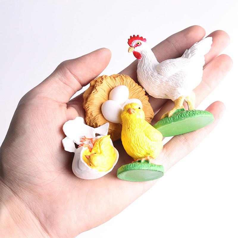 4pcs Mini Animal Plant Growth Cycle Tabletop Ornaments Plastic ABS Growth Process Model Family Decorations Animal Model Set TMZ