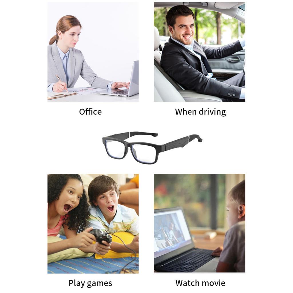 Bluetooth Glasses Blue Light Blocking Bluetooth 5.0 Metal Headphone Glasses for Travel Work