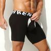 Men'S Boxers Briefs Fly Pouch Front Open Breathable Bulge Underwear Separated Dual Pouch Trunks Enhance Bulge Long Leg Boxers