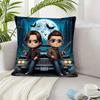 1Pc Chibi Supernatural Sam & Dean Pillow Cover, 2D Double-Sided Print Polyester Throw Pillow Case, Impala & Moonlit Forest Decor